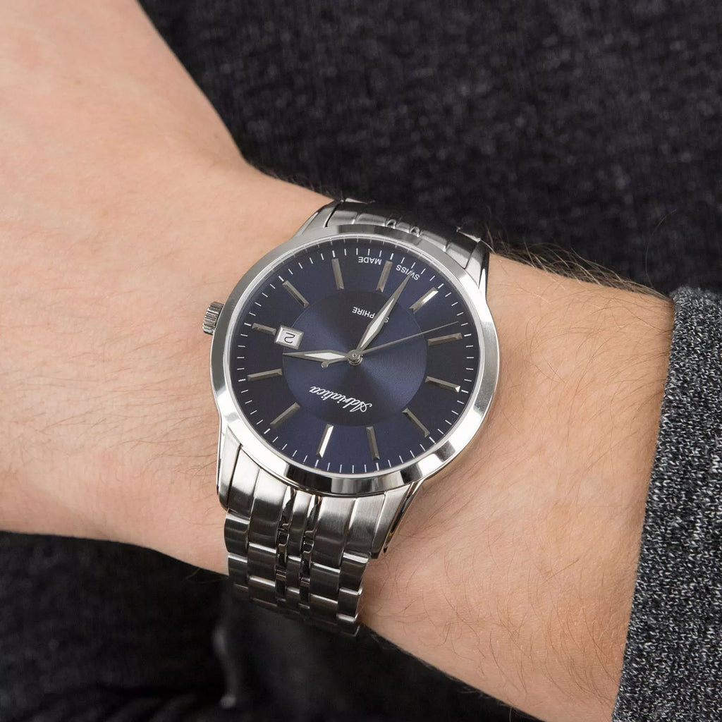 Premiere Men Quartz Blue Dial Analog Stainless Steel Watch A8306.5115Q