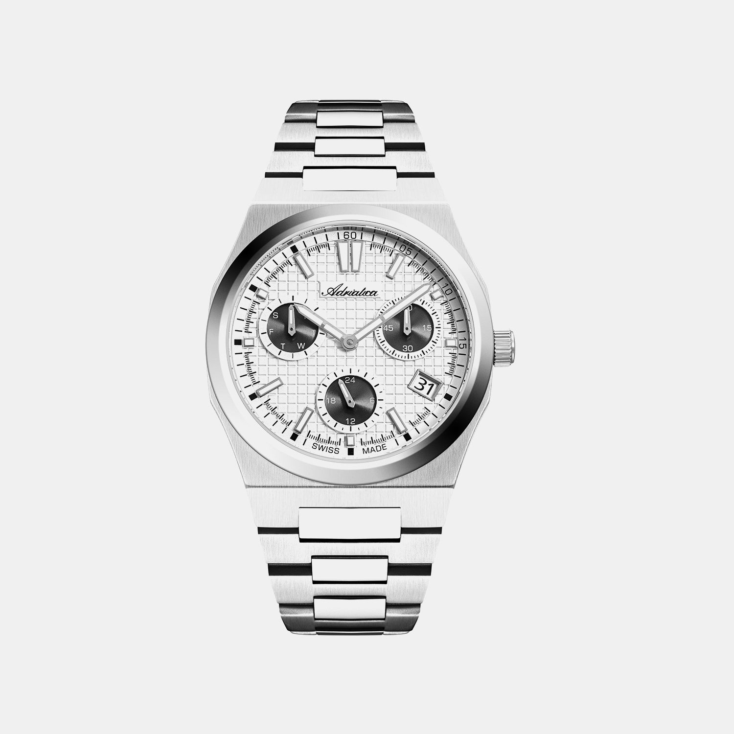 Moonface For Him Men Quartz Silver Dial Analog Stainless Steel Watch A8326.5113QF