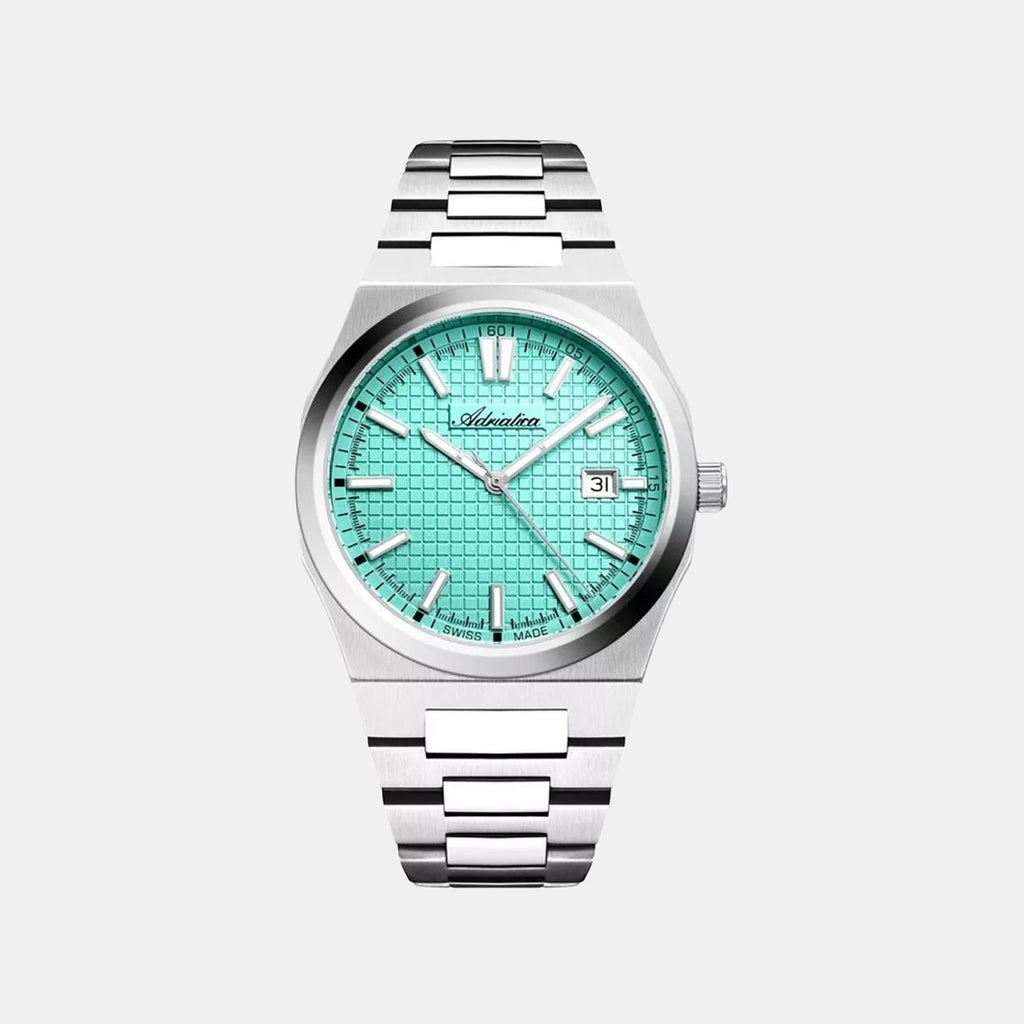 Pairs Men Quartz Tiffany Blue Dial Analog Stainless Steel Watch A8326.511TQ