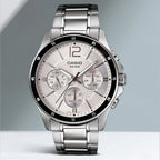 Enticer Men Quartz Silver Dial Chronograph Stainless Steel Watch A833
