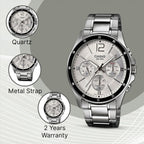 Enticer Men Quartz Silver Dial Chronograph Stainless Steel Watch A833