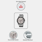 Enticer Men Quartz Silver Dial Chronograph Stainless Steel Watch A833