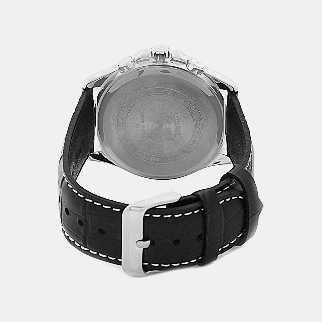Enticer Men Quartz Black Dial Chronograph Leather Watch A834