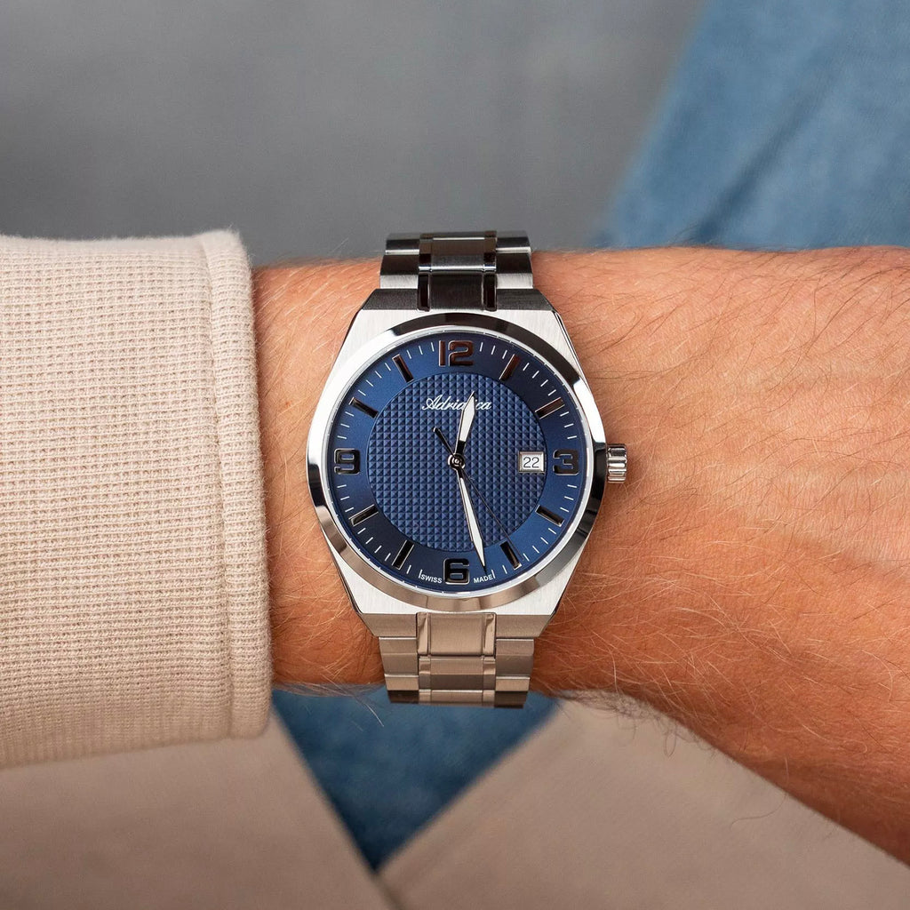 Men Quartz Blue Dial Analog Stainless Steel Watch A8343.5155Q