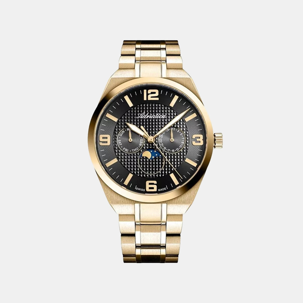 Moonphase For Him Men Quartz Black Dial Multi-Function Stainless Steel Watch A8343.1156QF