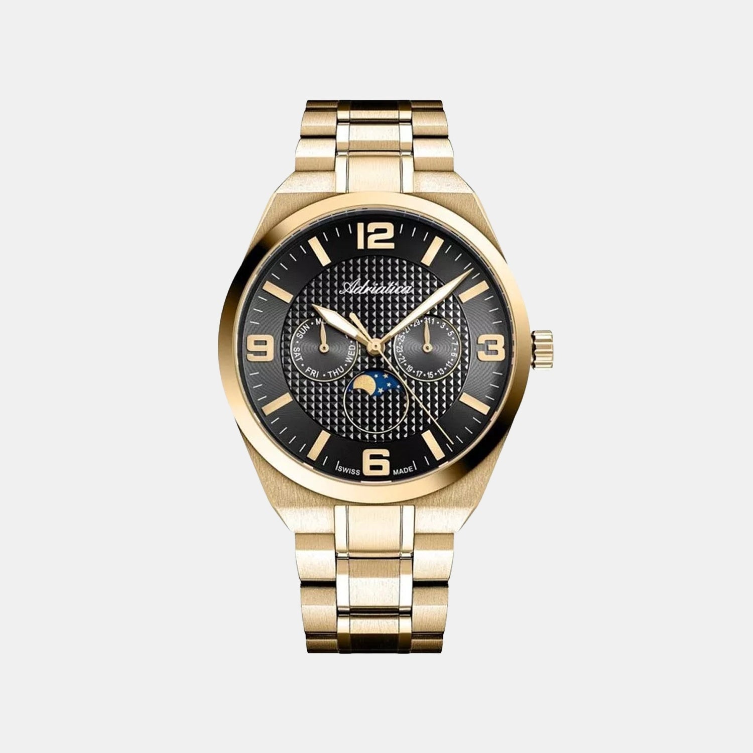 Moonphase For Him Men Quartz Black Dial Multi-Function Stainless Steel Watch A8343.1156QF