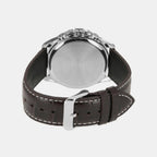 Enticer Men Quartz Silver Dial Chronograph Leather Watch A835