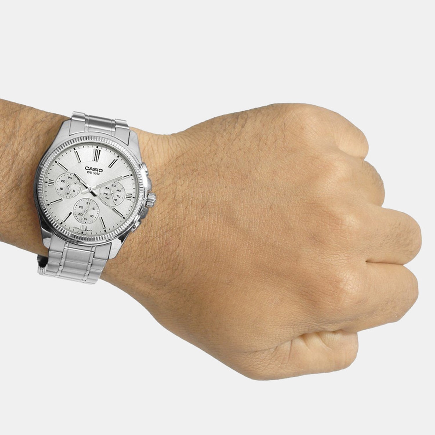 Enticer Men Quartz Silver Dial Chronograph Stainless Steel Watch A837