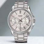 Enticer Men Quartz Silver Dial Chronograph Stainless Steel Watch A837