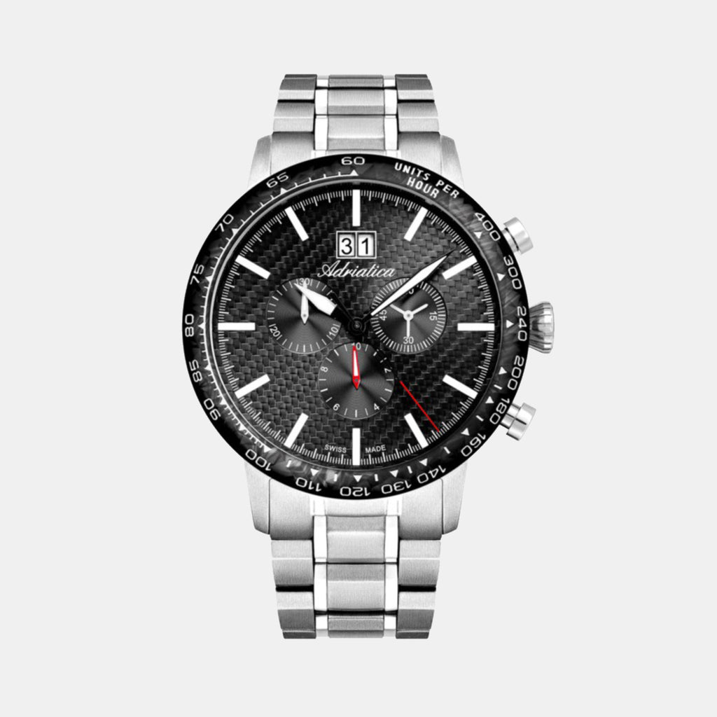 Adriatica Men Quartz Black Dial Chronograph Stainless Steel Watch A8383.4114CH-1