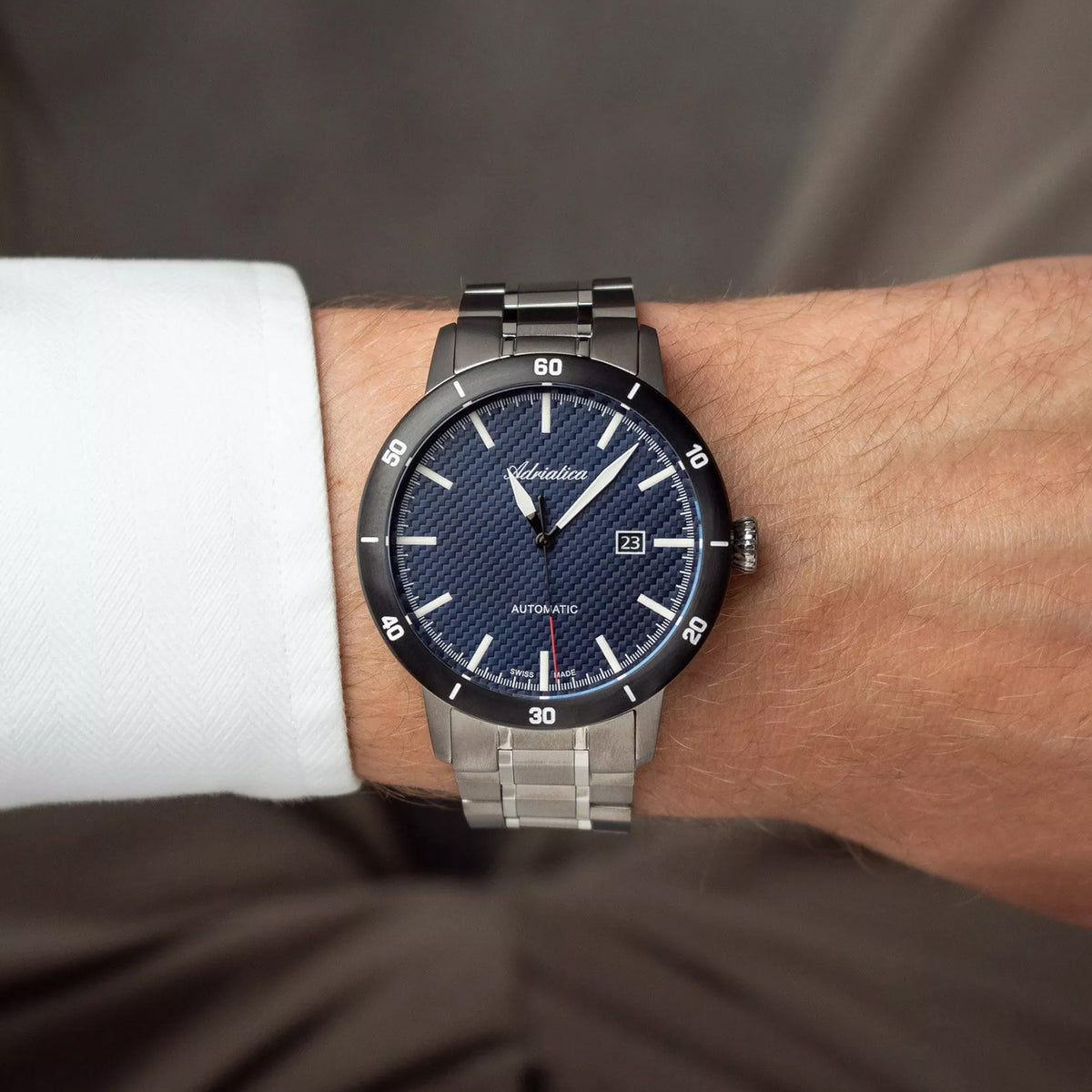 Titanium Men Automatic Blue Dial Analog Titanium Watch A8383.4115A