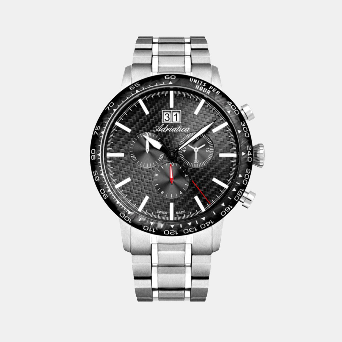 Adriatica Men Quartz Gun Dial Chronograph Stainless Steel Watch A8383.4116CH-1