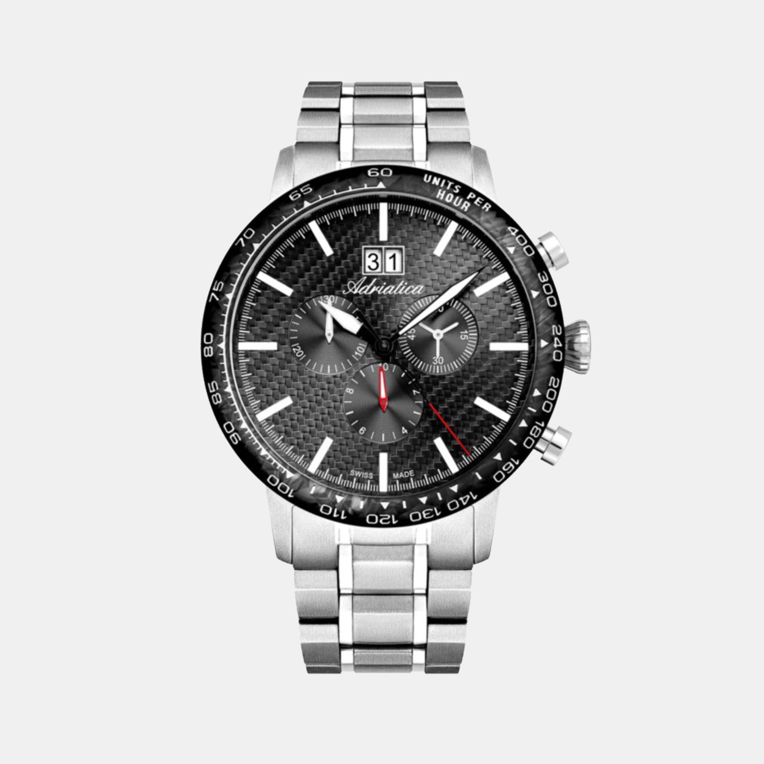 Adriatica Men Quartz Gun Dial Chronograph Stainless Steel Watch A8383.4116CH-1