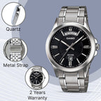 Enticer Men Quartz Black Dial Analog Stainless Steel Watch A840