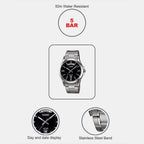 Enticer Men Quartz Black Dial Analog Stainless Steel Watch A840