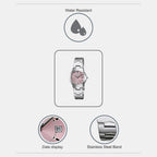 Enticer Women Quartz Pink Dial Analog Stainless Steel Watch A873