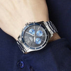 Enticer Men Quartz Blue Dial Multi-Function Stainless Steel Watch A950