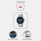 Enticer Men Quartz Blue Dial Multi-Function Stainless Steel Watch A950