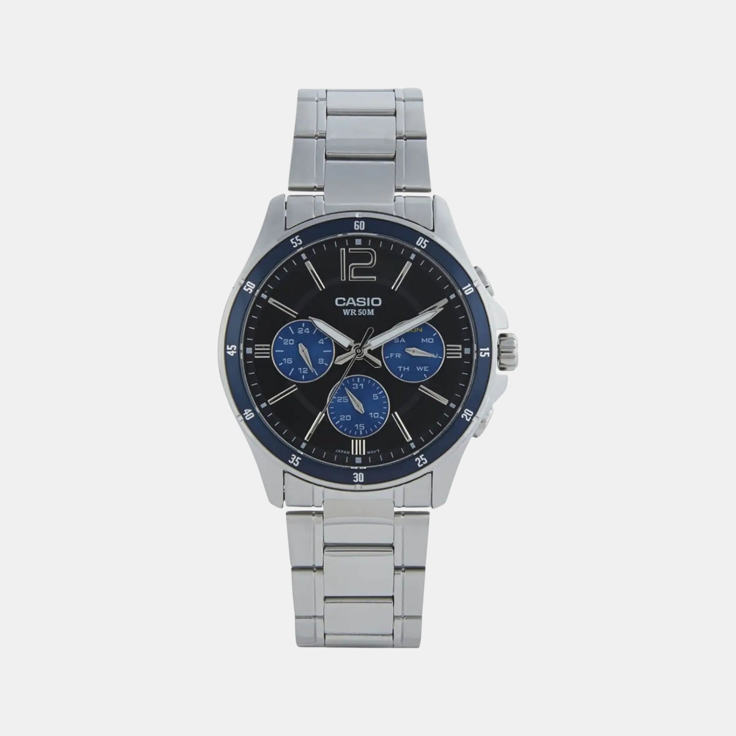 Enticer Men Quartz Blue Dial Analog Stainless Steel Watch A950
