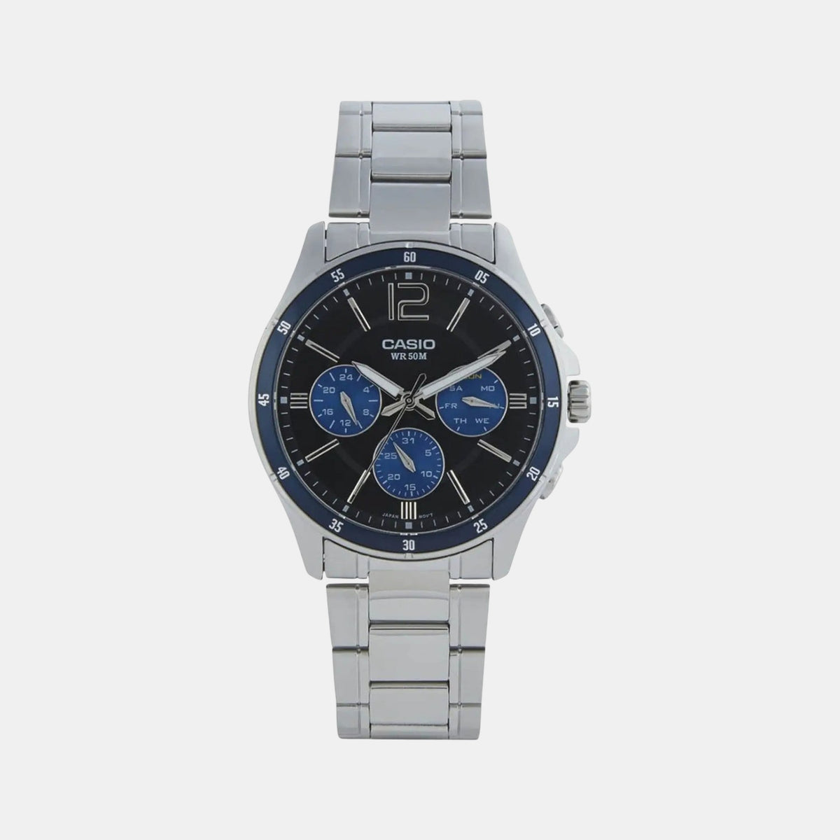 Enticer Men Quartz Blue Dial Multi-Function Stainless Steel Watch A950