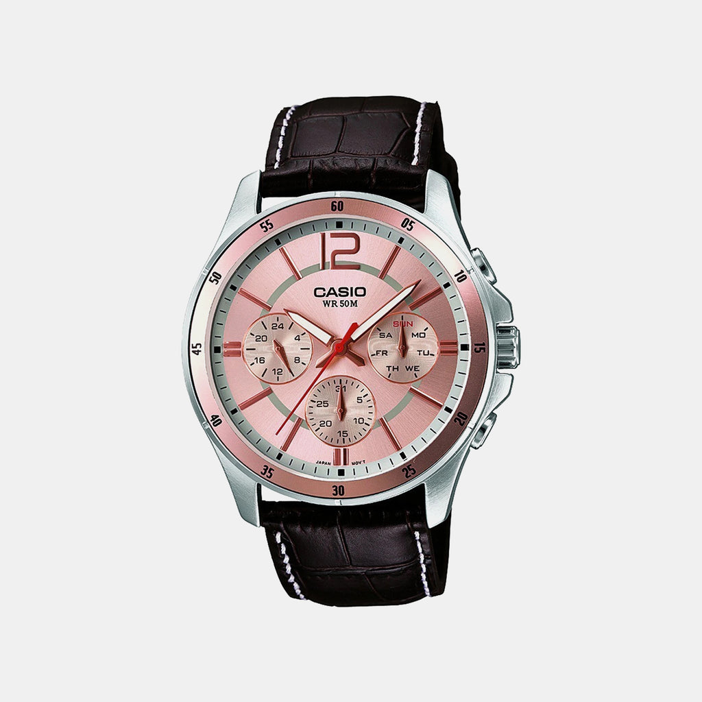 Enticer Men Quartz Rose Gold Dial Chronograph Watch A956