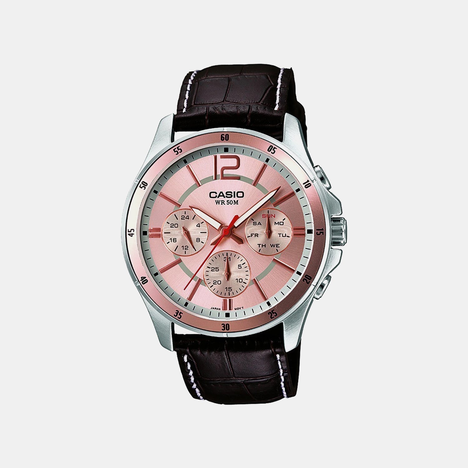 Enticer Men Quartz Rose Gold Dial Chronograph Watch A956