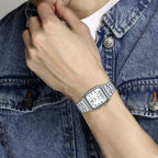 Vintage Unisex Quartz White Dial Analog-Digital Stainless Steel Watch AD02