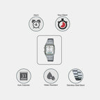 Vintage Unisex Quartz White Dial Analog-Digital Stainless Steel Watch AD02