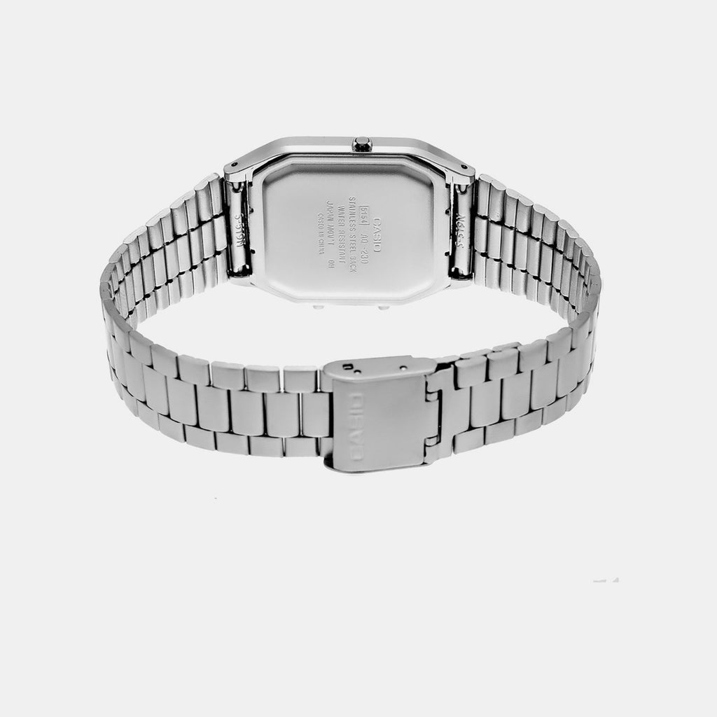 Vintage Unisex Quartz White Dial Analog-Digital Stainless Steel Watch AD02