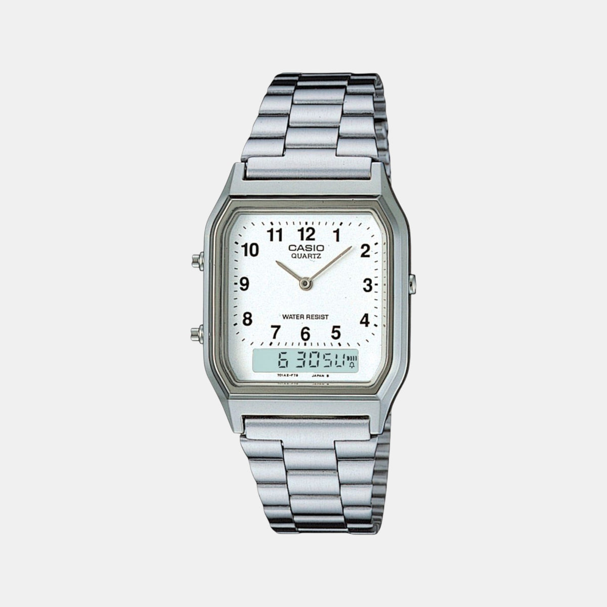 Vintage Unisex Quartz White Dial Analog-Digital Stainless Steel Watch AD02