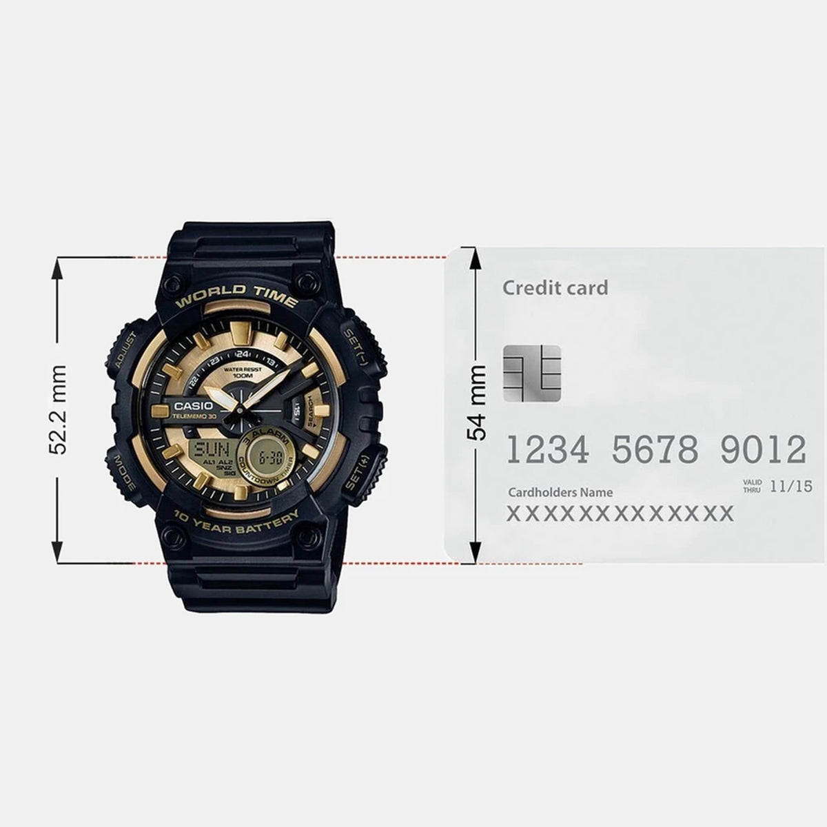 Youth Men Quartz Gold Dial Analog-Digital Resin Watch AD206