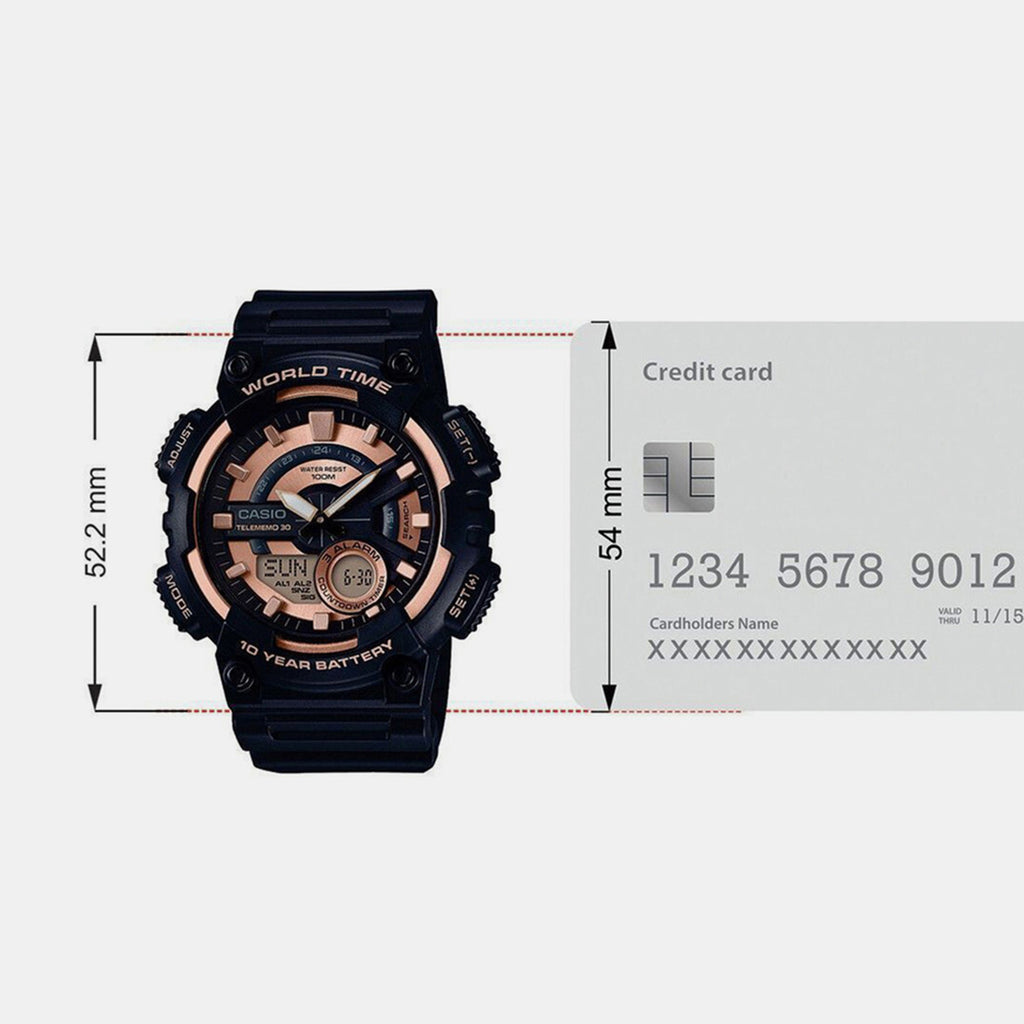 Youth Men Quartz Rose Gold Dial Analog-Digital Silicone Watch AD222