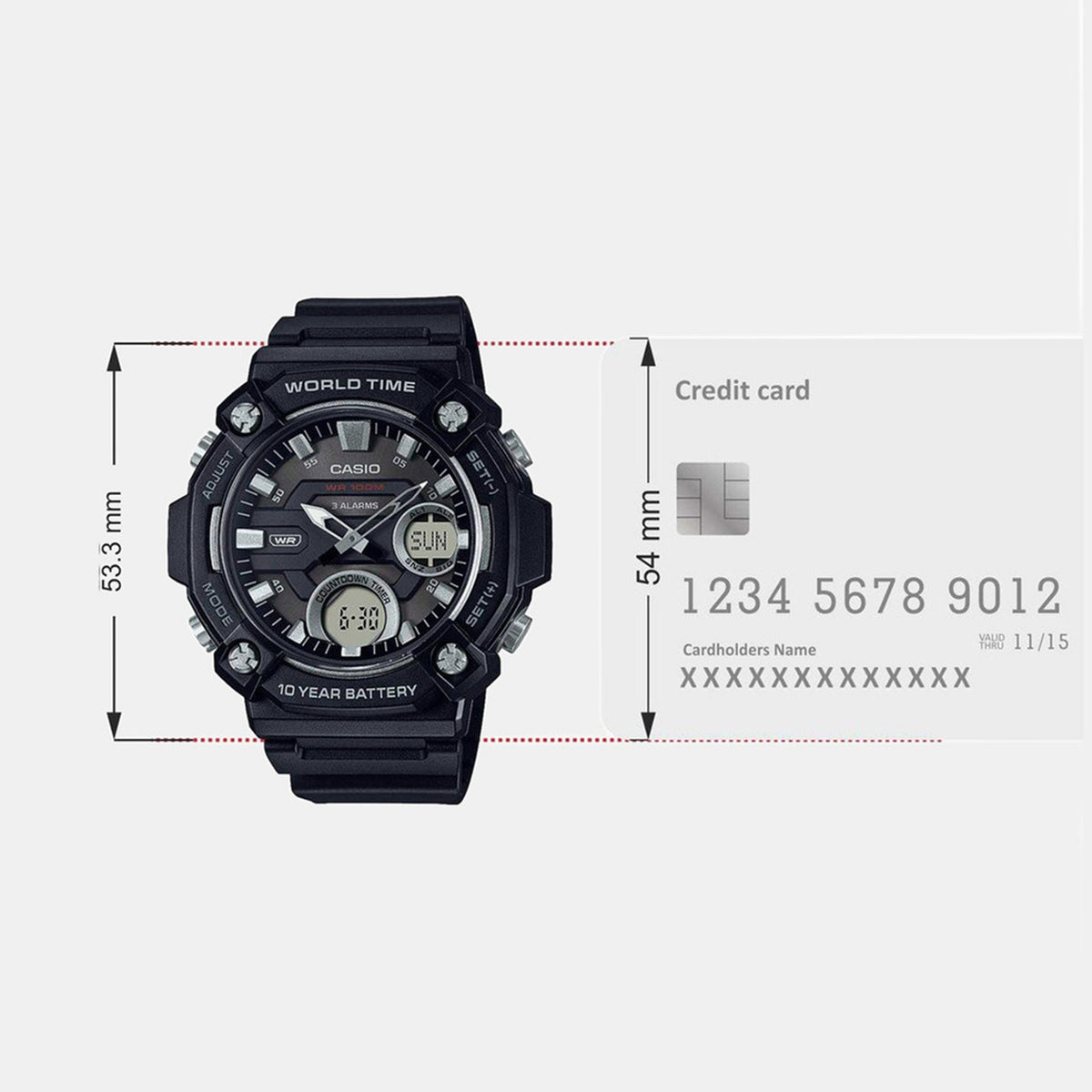 Youth Men Quartz Black Dial Analog-Digital Resin Watch AD262