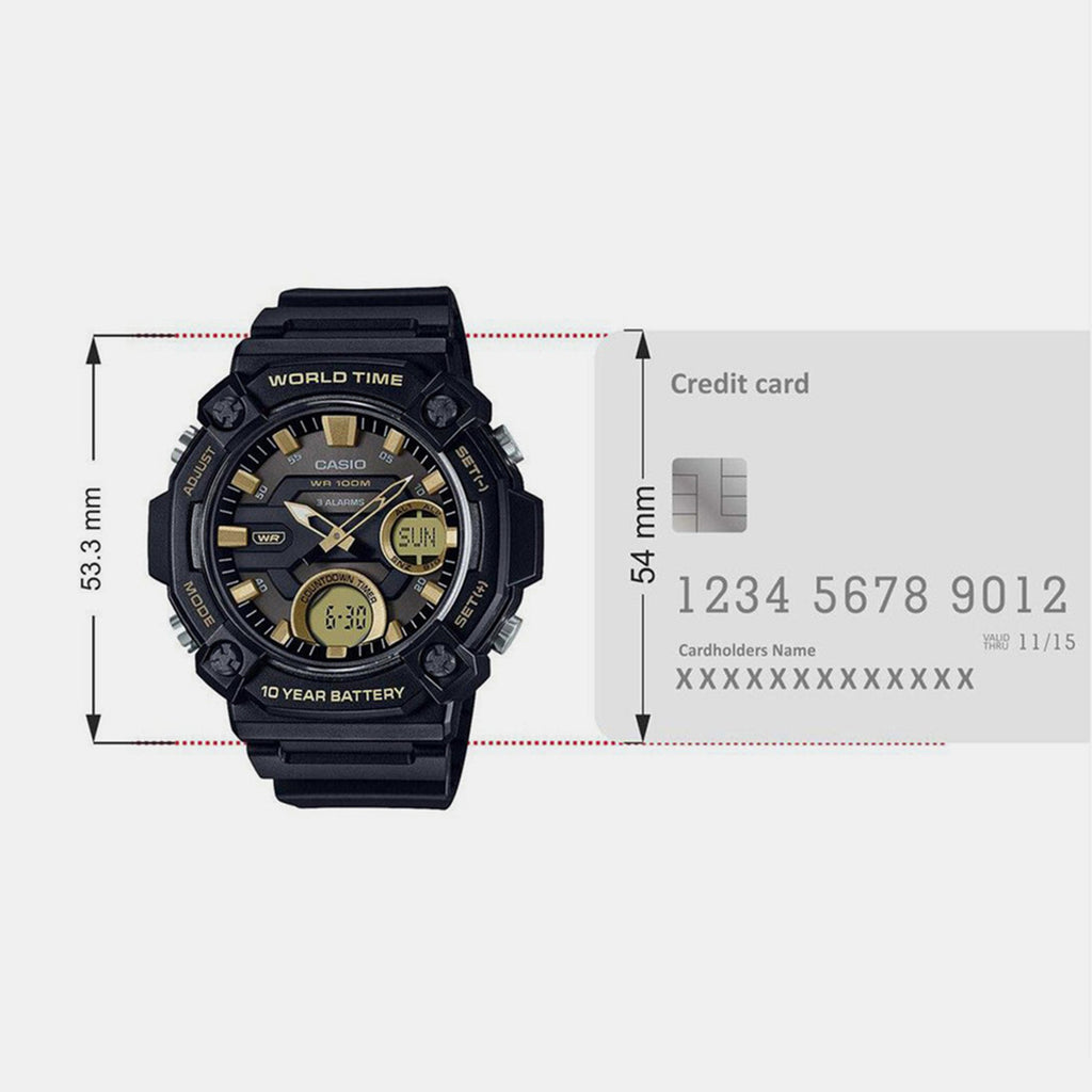 Youth Men Quartz Black Dial Analog-Digital Resin Watch AD264