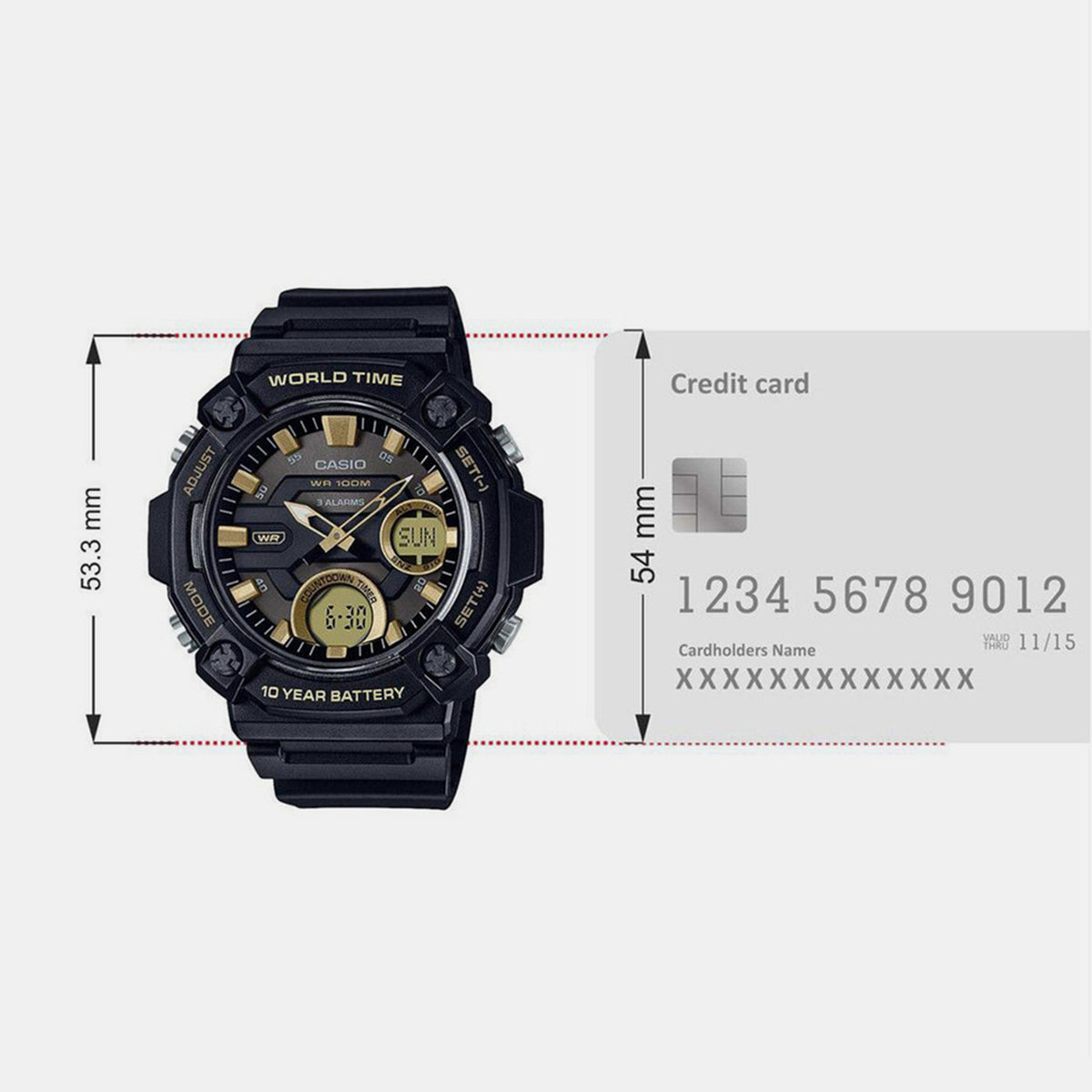Youth Men Quartz Gold Dial Analog-Digital Resin Watch AD264