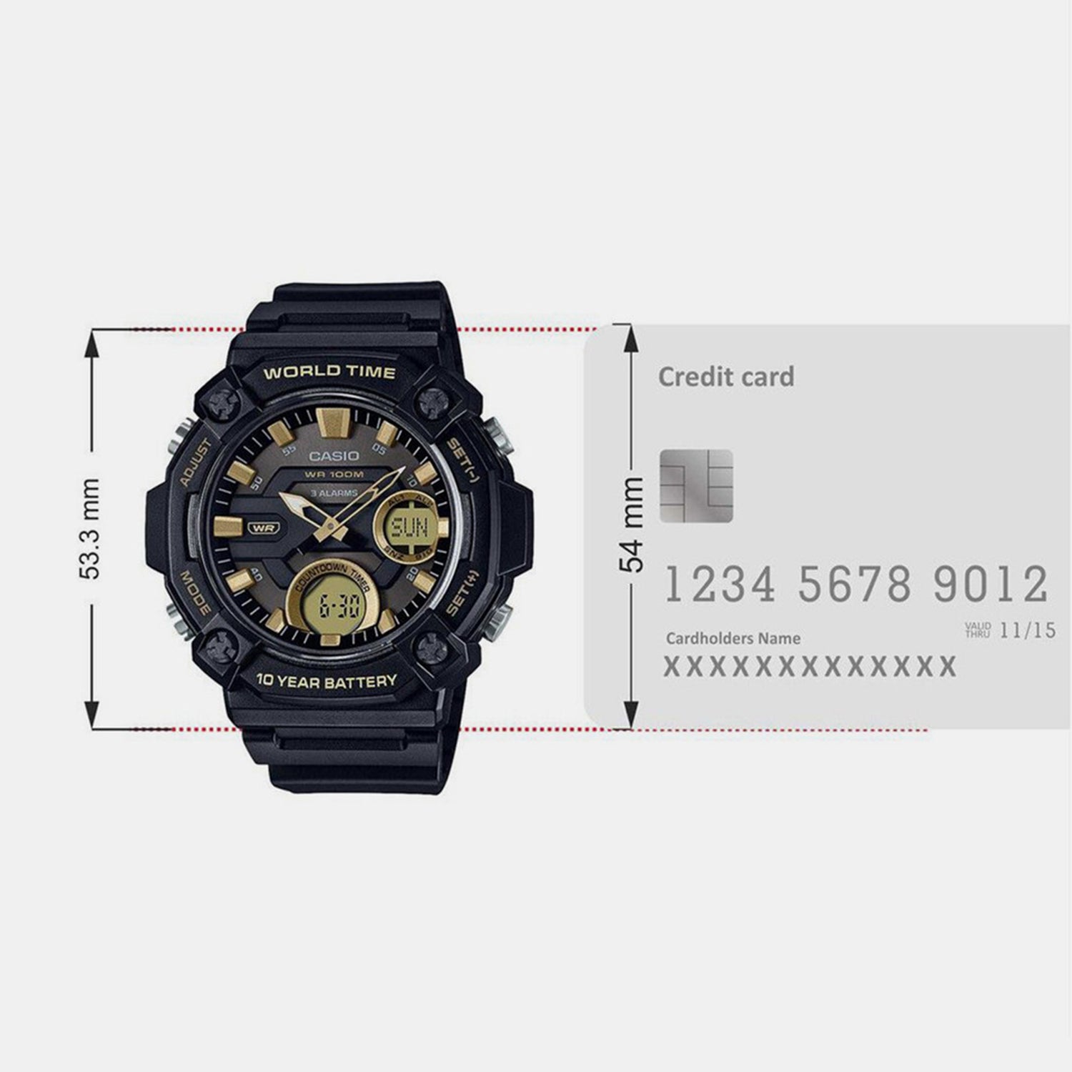 Youth Men Quartz Black Dial Analog-Digital Resin Watch AD264