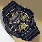 Youth Men Quartz Black Dial Analog-Digital Resin Watch AD264