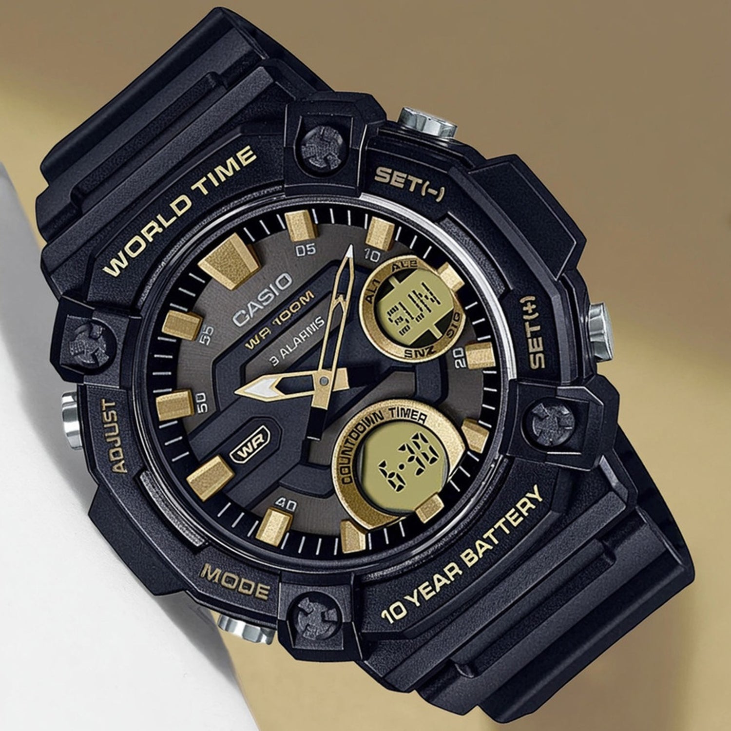 Youth Men Quartz Black Dial Analog-Digital Resin Watch AD264