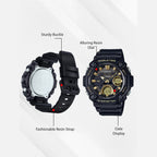 Youth Men Quartz Black Dial Analog-Digital Resin Watch AD264