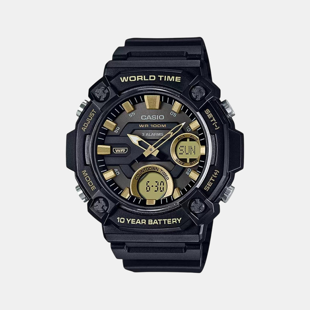 Youth Men Quartz Black Dial Analog-Digital Resin Watch AD264