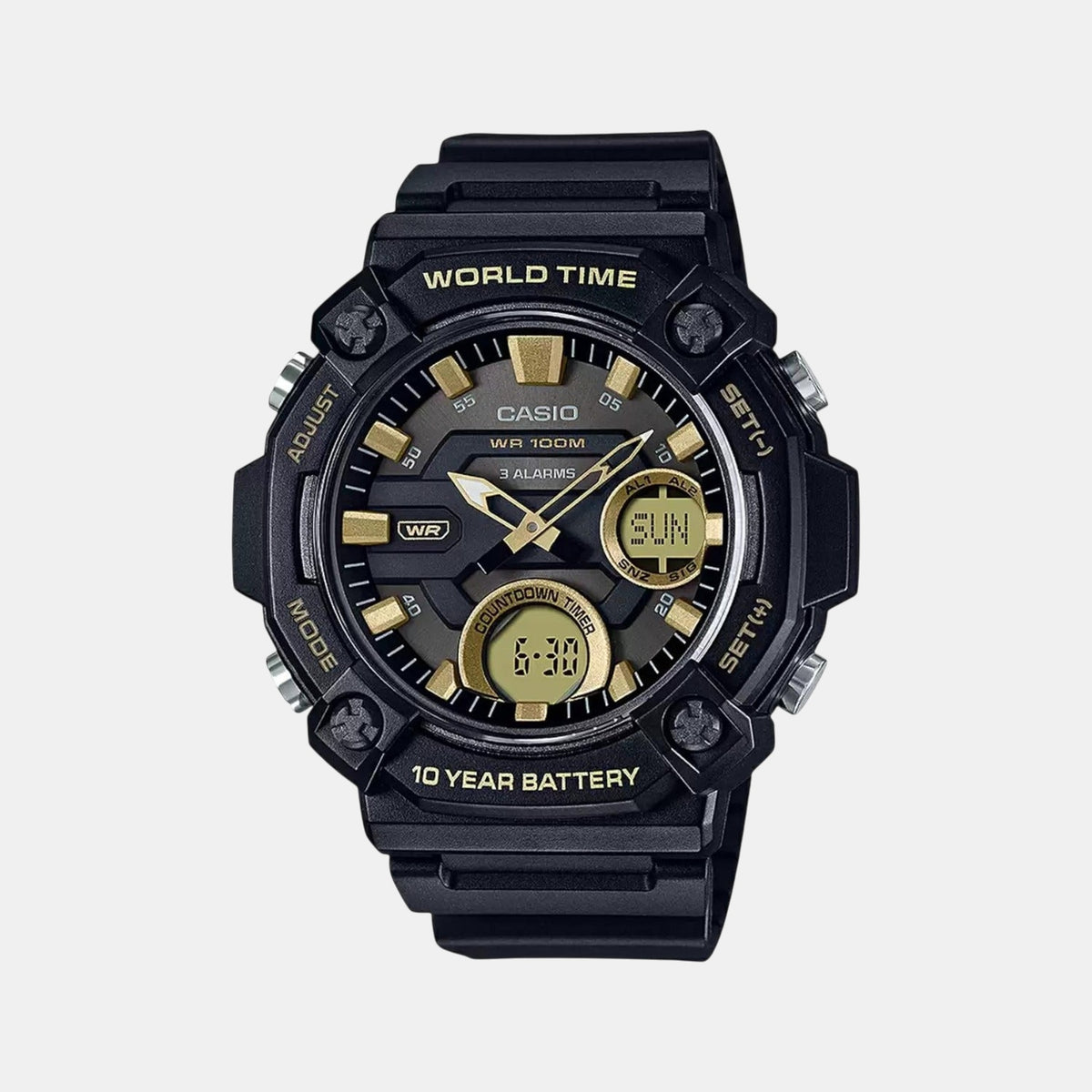 Youth Men Quartz Gold Dial Analog-Digital Resin Watch AD264