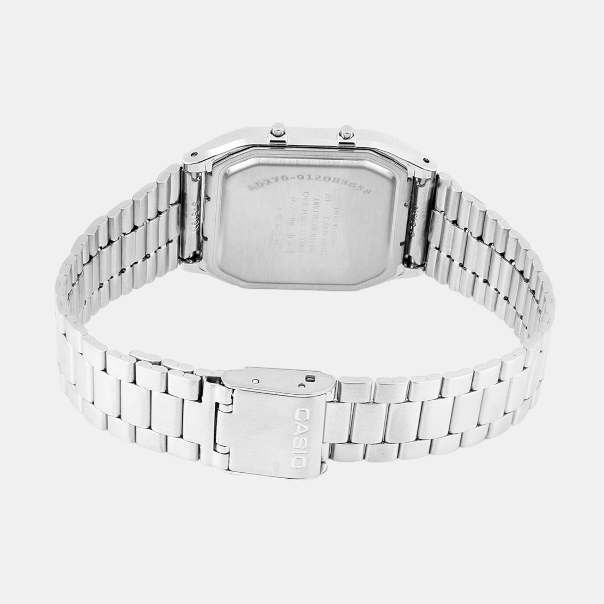 Vintage Unisex Quartz Ice Blue Dial Analog-Digital Stainless Steel Watch AD270