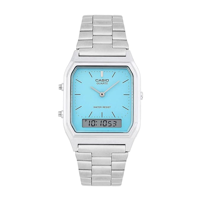 Vintage Men Turquoise Blue Dial Stainless Steel Watch AD271