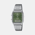 Vintage Unisex Quartz Green Dial Analog Stainless Steel Watch AD278