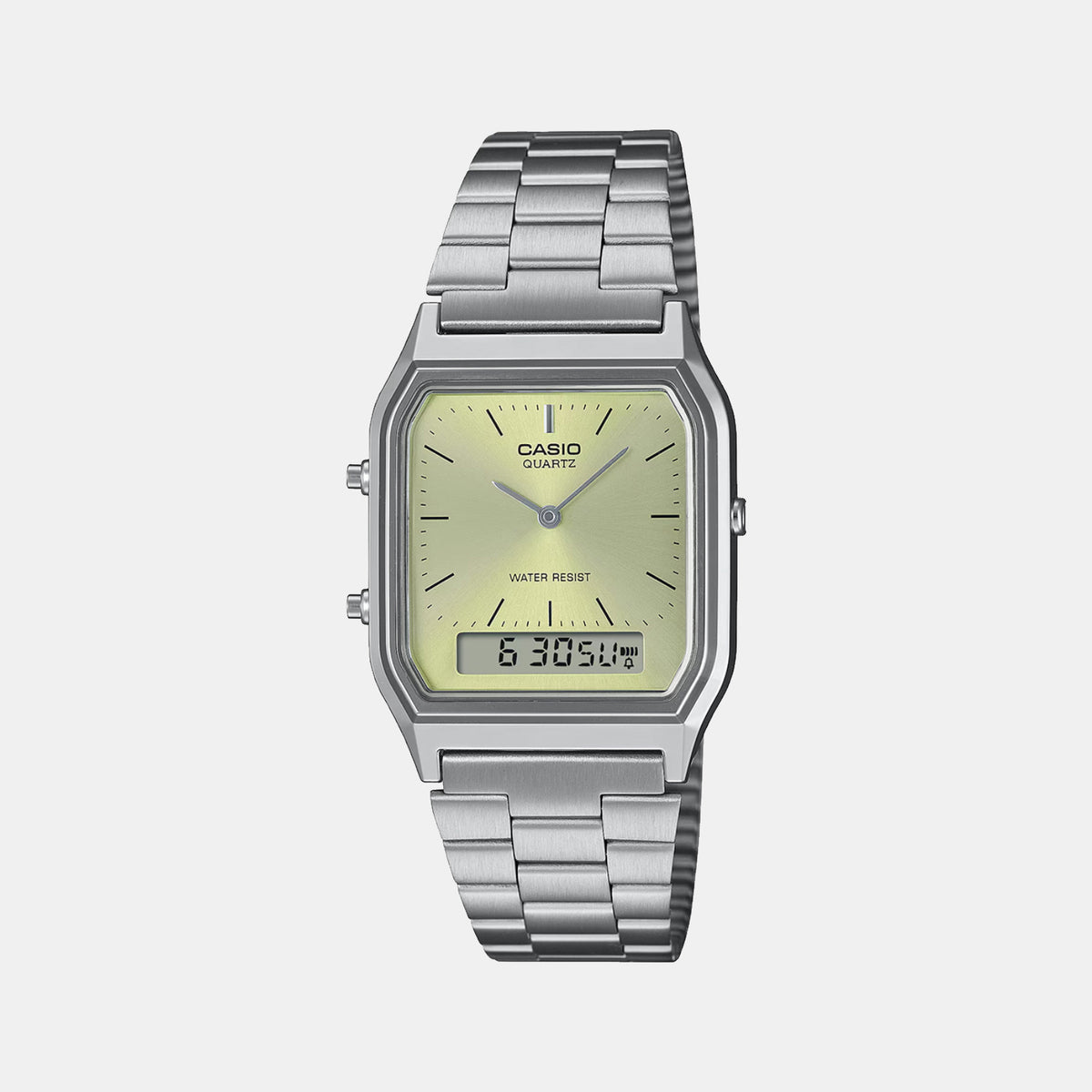 Vintage Unisex Quartz Green Dial Analog-Digital Stainless Steel Watch AD280