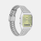 Vintage Unisex Quartz Green Dial Analog-Digital Stainless Steel Watch AD280