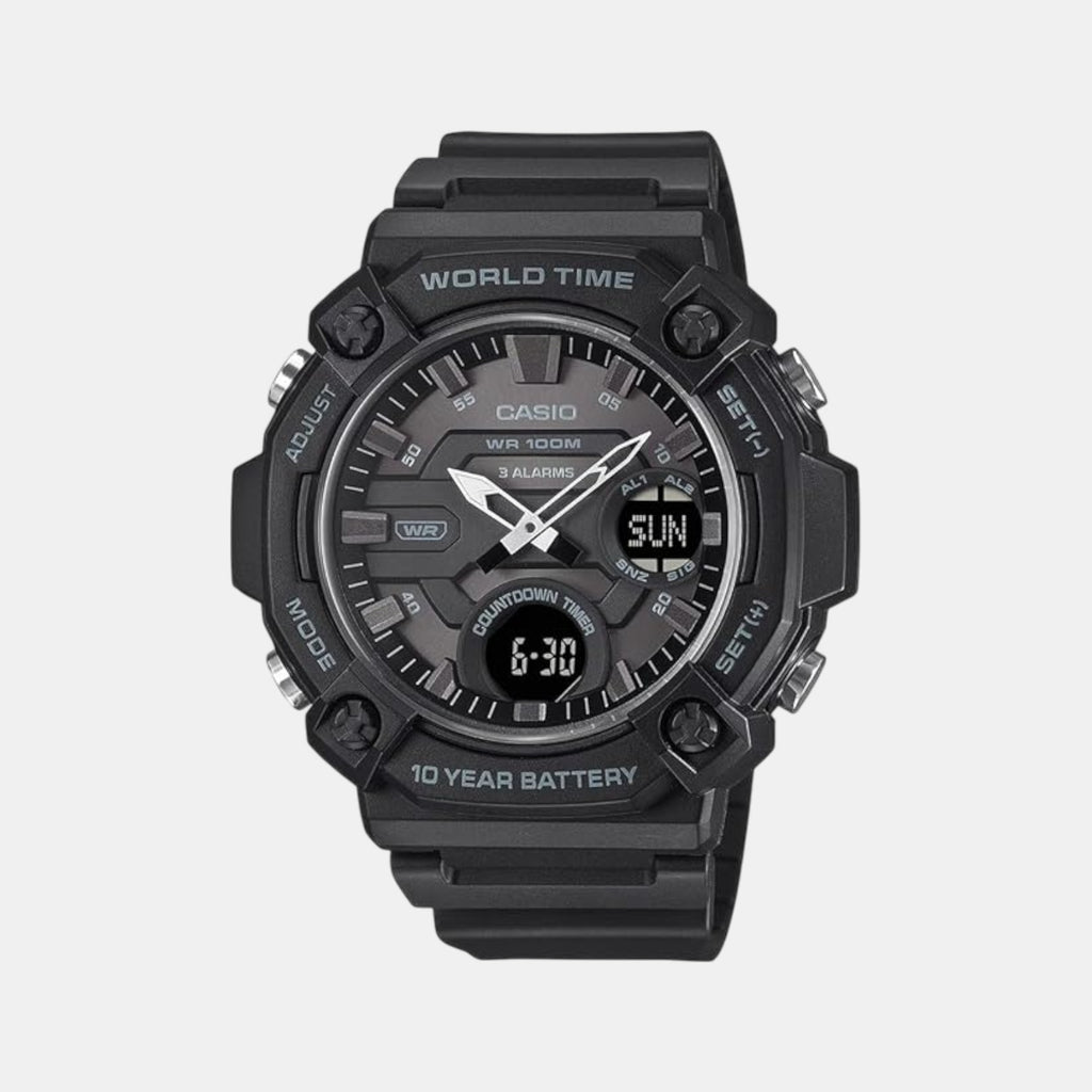 Youth Men Quartz Black Dial Analog-Digital Resin Watch AD285