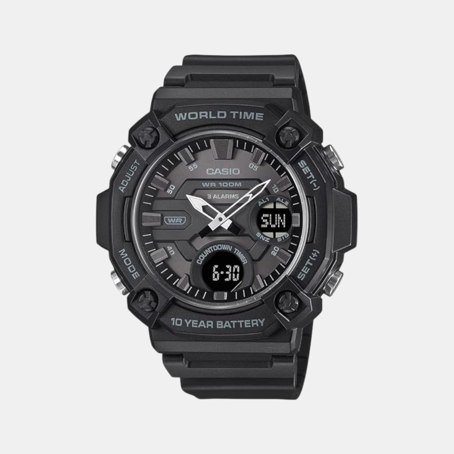 Youth Men Quartz Black Dial Analog-Digital Resin Watch AD285