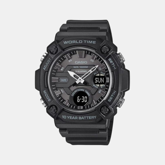 Youth Men Quartz Black Dial Analog-Digital Resin Watch AD285
