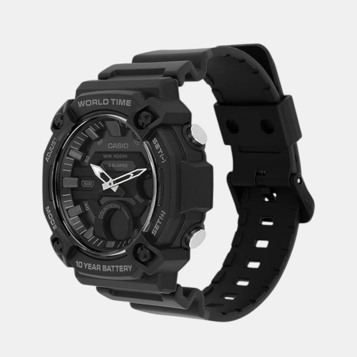 Youth Men Quartz Black Dial Analog-Digital Resin Watch AD285